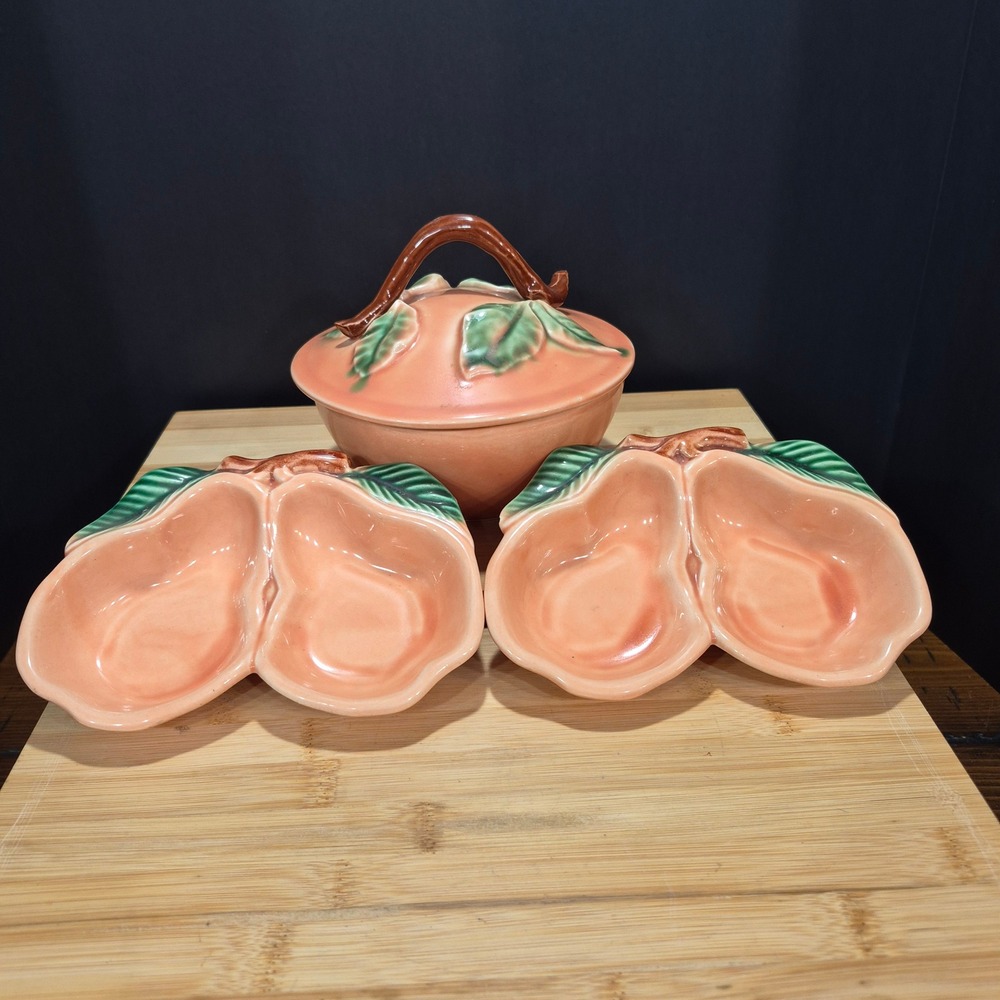 VTG 1950s Belmar of California Pottery Serving Set 3 Pieces Pear Shaped Cottage